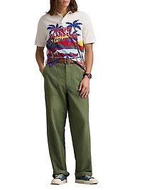 Classic-Fit Mesh Graphic Polo Shirt