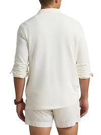 Nautical-Embroidered Mesh Polo Shirt