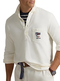 Nautical-Embroidered Mesh Polo Shirt