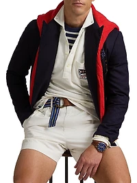 Nautical-Embroidered Mesh Polo Shirt