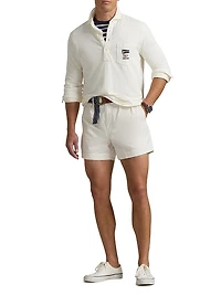 Nautical-Embroidered Mesh Polo Shirt