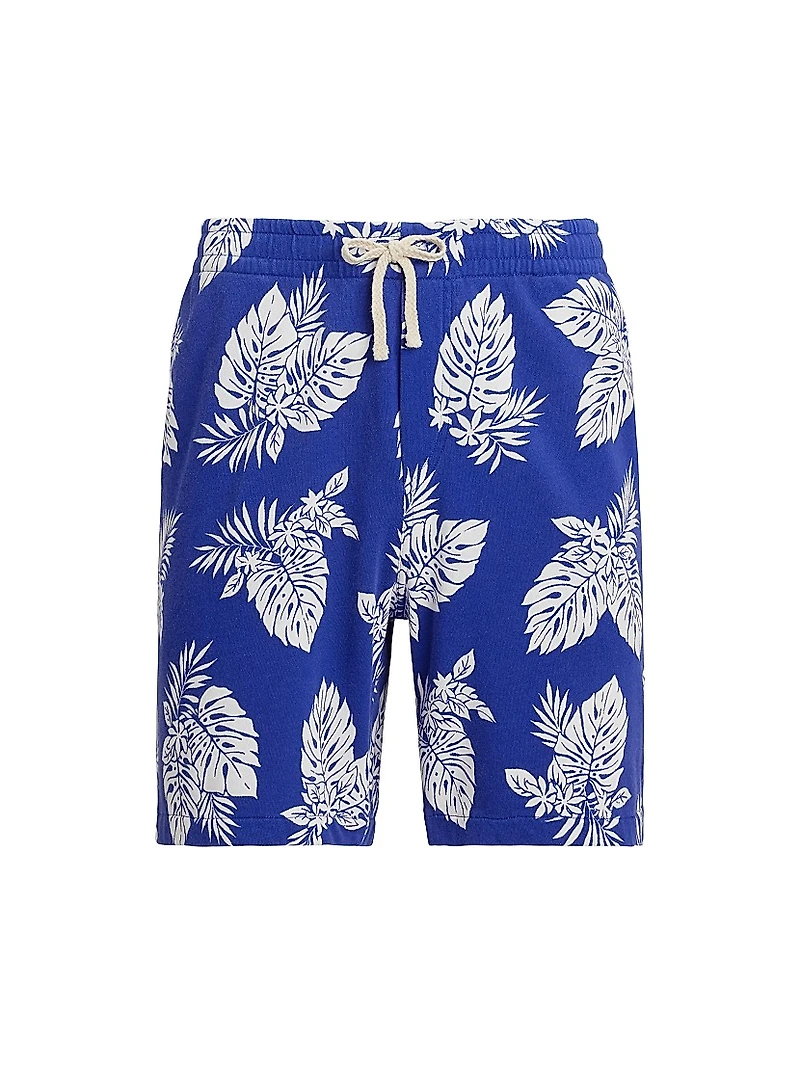 Monstera-Print Spa Terry Shorts