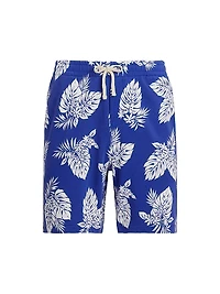 Monstera-Print Spa Terry Shorts
