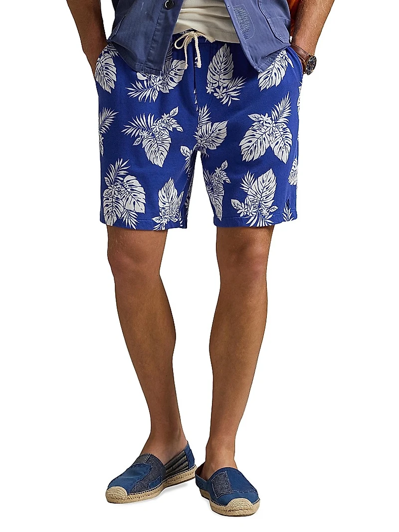 Monstera-Print Spa Terry Shorts