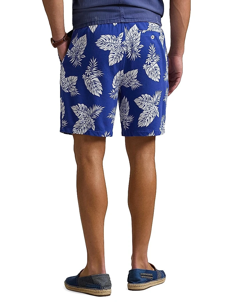 Monstera-Print Spa Terry Shorts