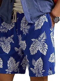 Monstera-Print Spa Terry Shorts