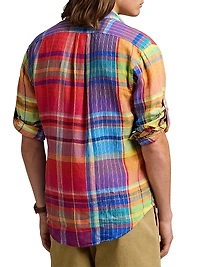 Classic-Fit Plaid Linen Workshirt