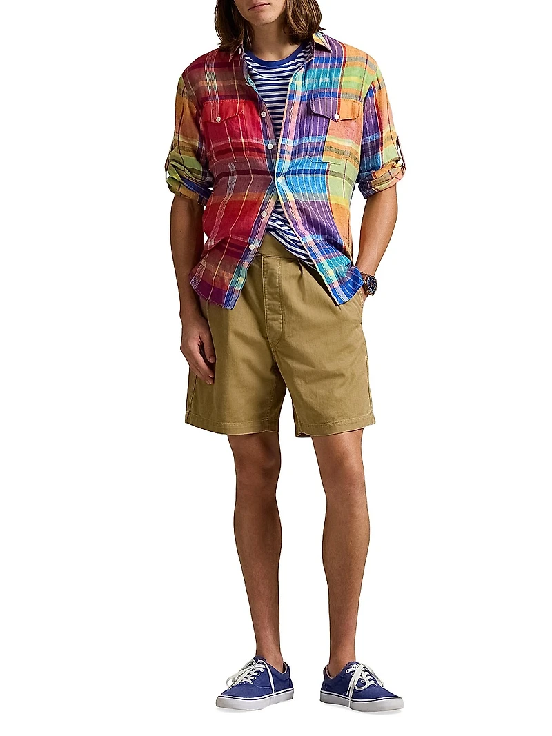 Classic-Fit Plaid Linen Workshirt