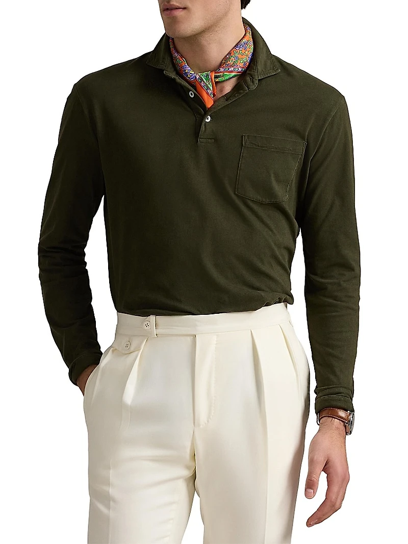 Classic-Fit Sueded Jersey Polo Shirt