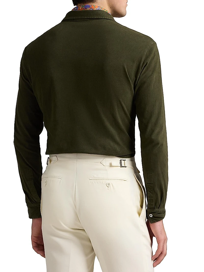 Classic-Fit Sueded Jersey Polo Shirt