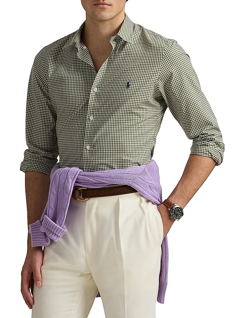 Gingham Stretch Poplin Shirt