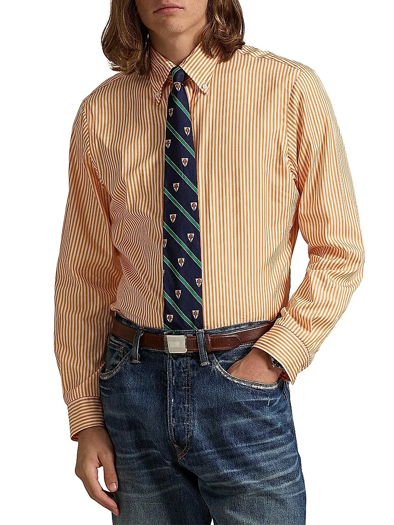 Classic Fit Striped Poplin Shirt