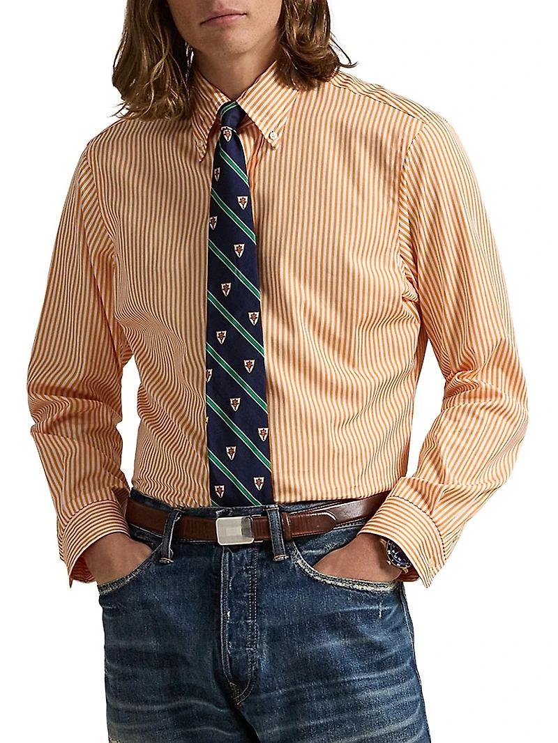 Classic Fit Striped Poplin Shirt