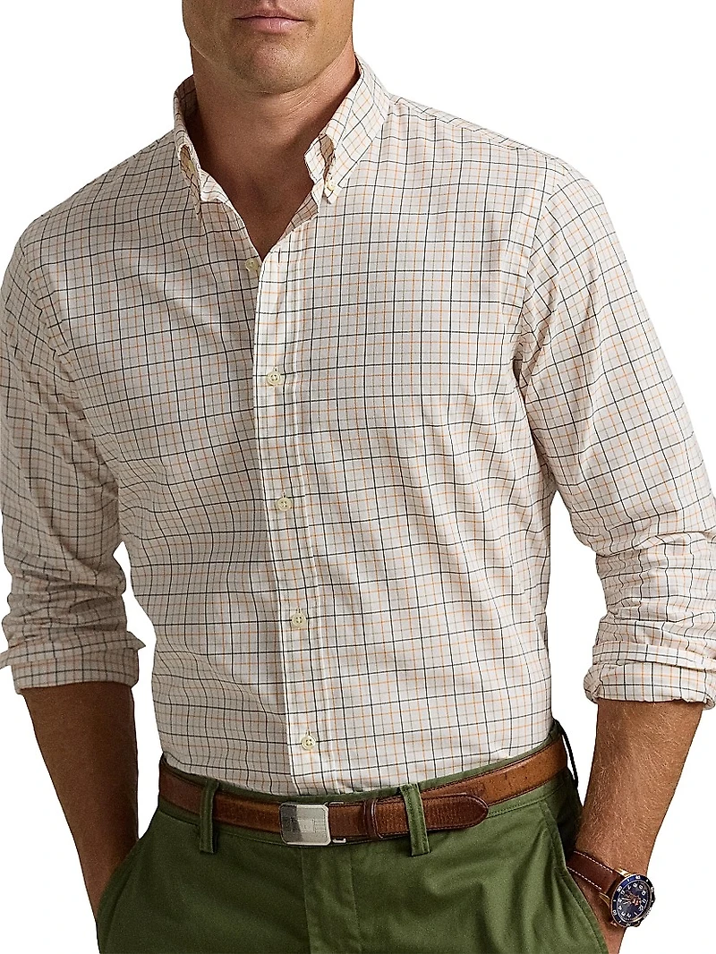 Windowpane Checked Poplin Classic-Fit Shirt