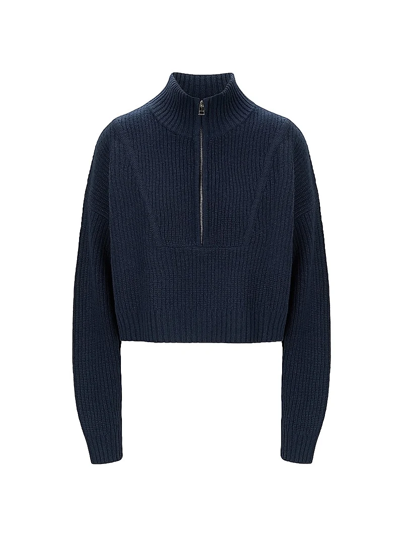 Hampton Cashmere Crop Half-Zip Pullover