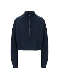Hampton Cashmere Crop Half-Zip Pullover