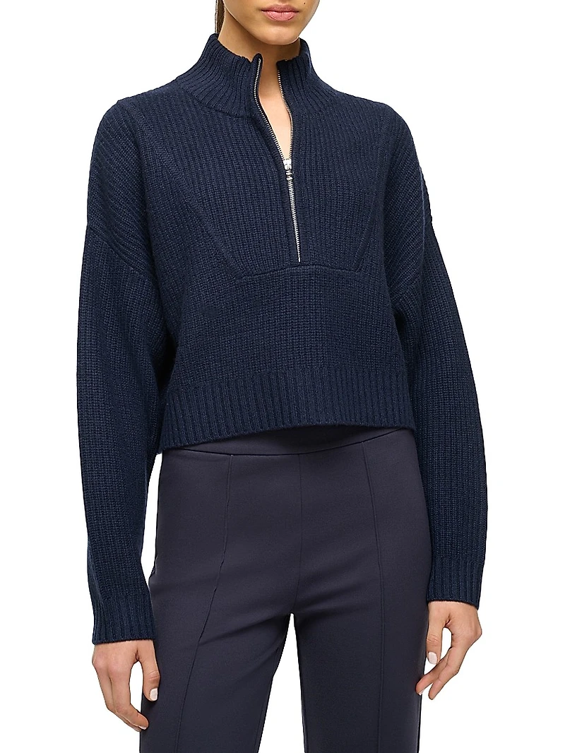 Hampton Cashmere Crop Half-Zip Pullover