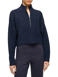 Hampton Cashmere Crop Half-Zip Pullover
