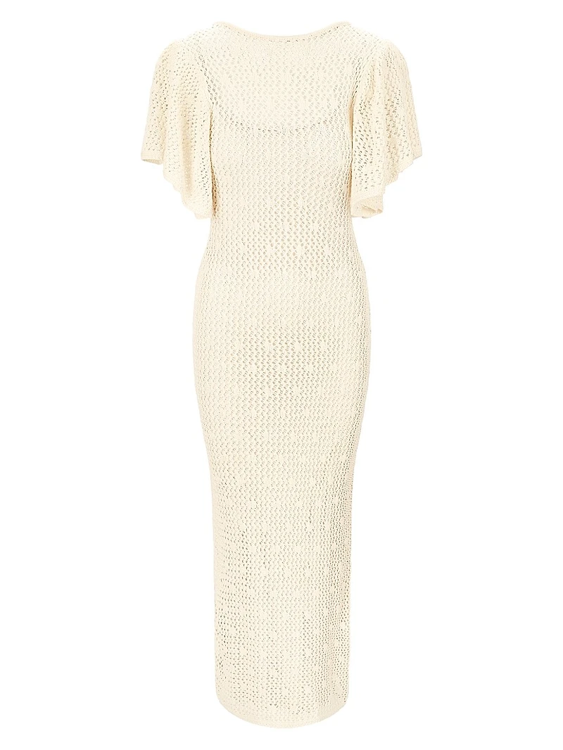 Isla Pointelle-Knit Cotton Maxi Dress