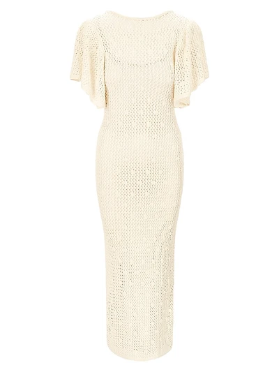 Isla Pointelle-Knit Cotton Maxi Dress