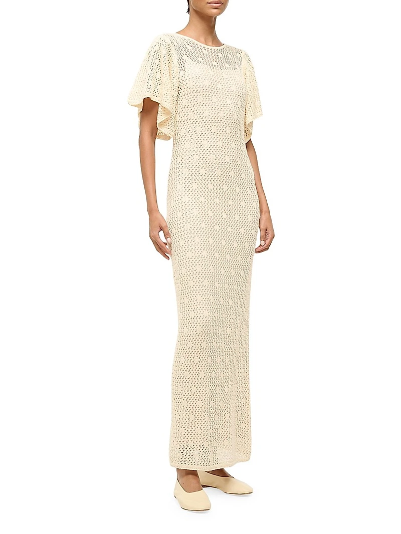 Isla Pointelle-Knit Cotton Maxi Dress