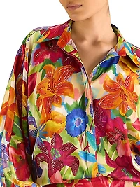 Floral Silk Oversized Shirt