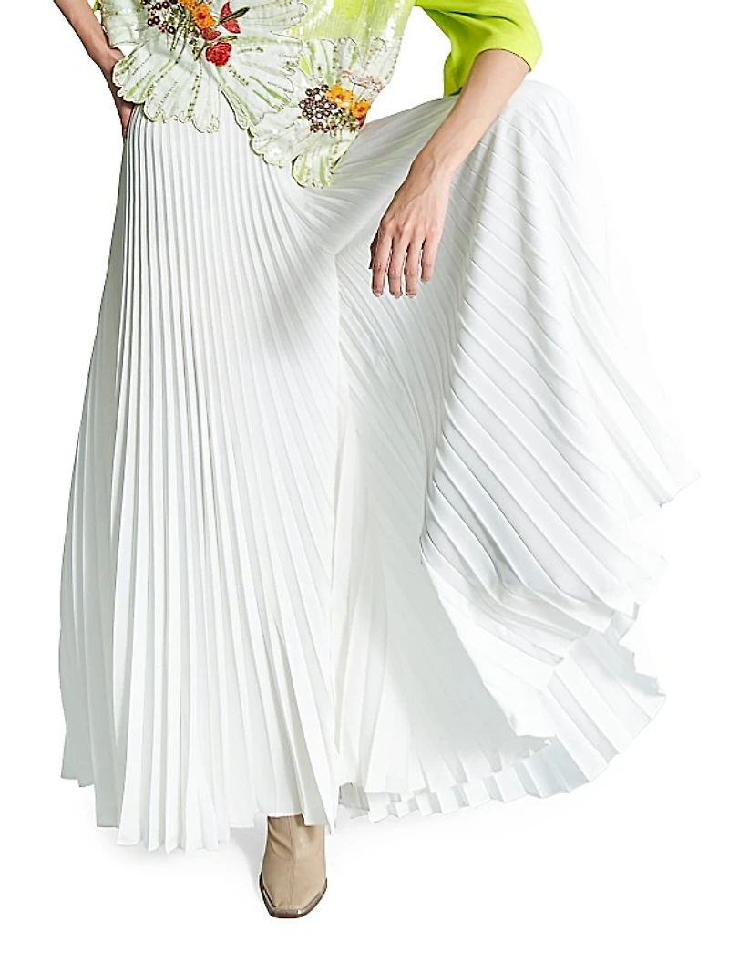 Radial-Pleated Wide-Leg Pants