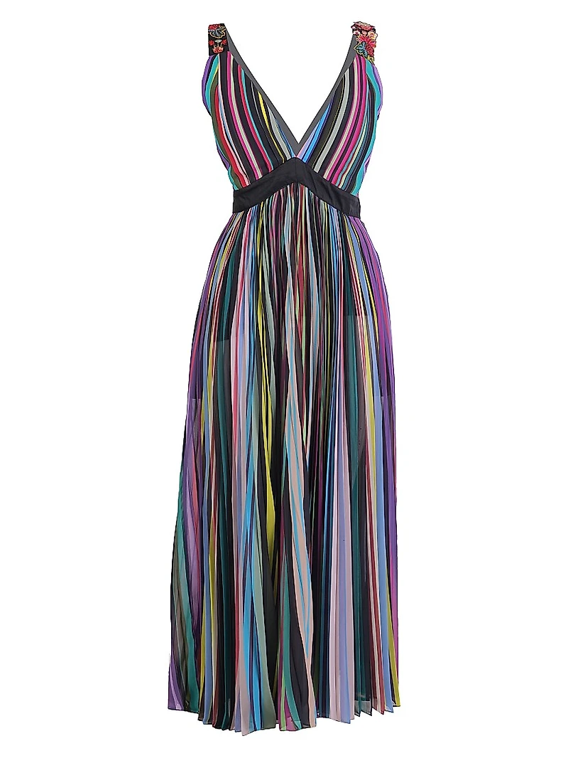 Rainbow Pleated Maxi Dress