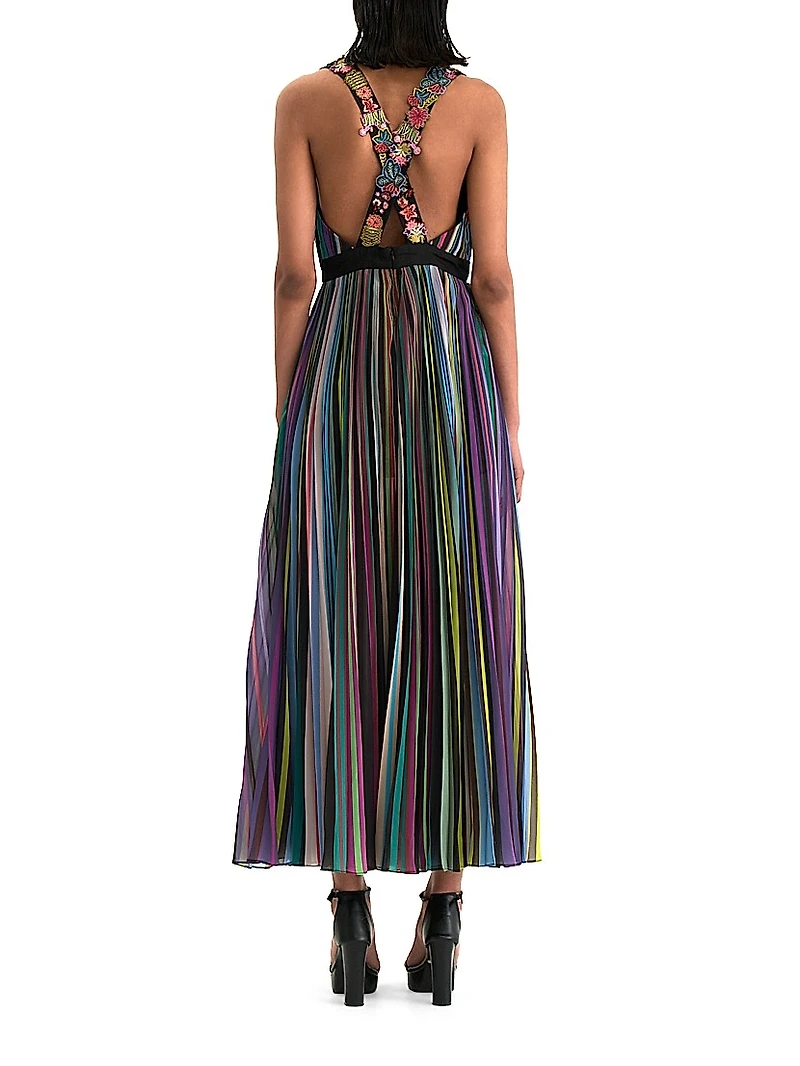 Rainbow Pleated Maxi Dress