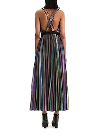 Rainbow Pleated Maxi Dress