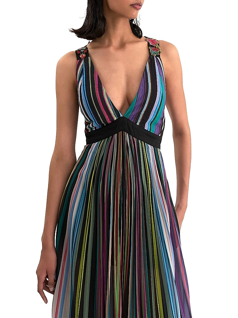 Rainbow Pleated Maxi Dress