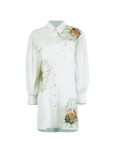 Embroidered Floral Shirtdress