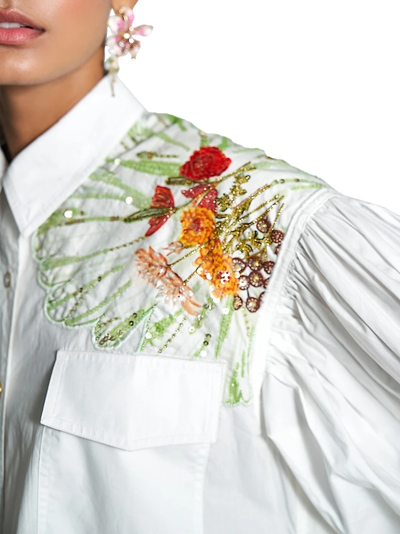 Embroidered Floral Shirtdress