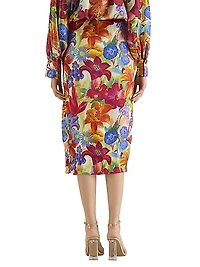 Floral Silk Pencil Skirt