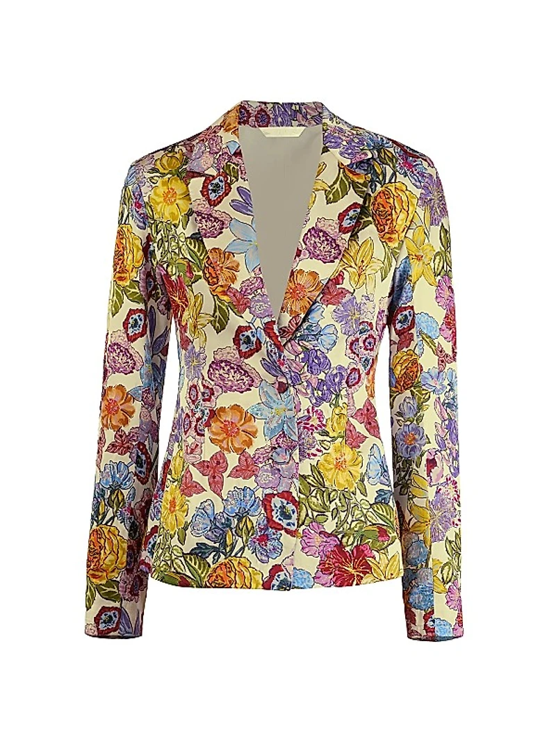 Floral Silk Tailored Blazer