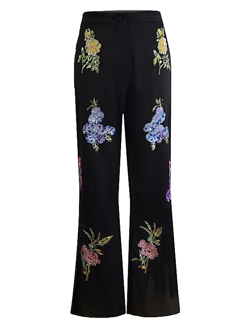 Sequined Floral Pants