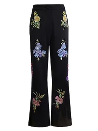 Sequined Floral Pants