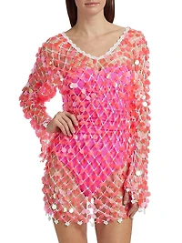 Sequin Crochet Pullover Minidress