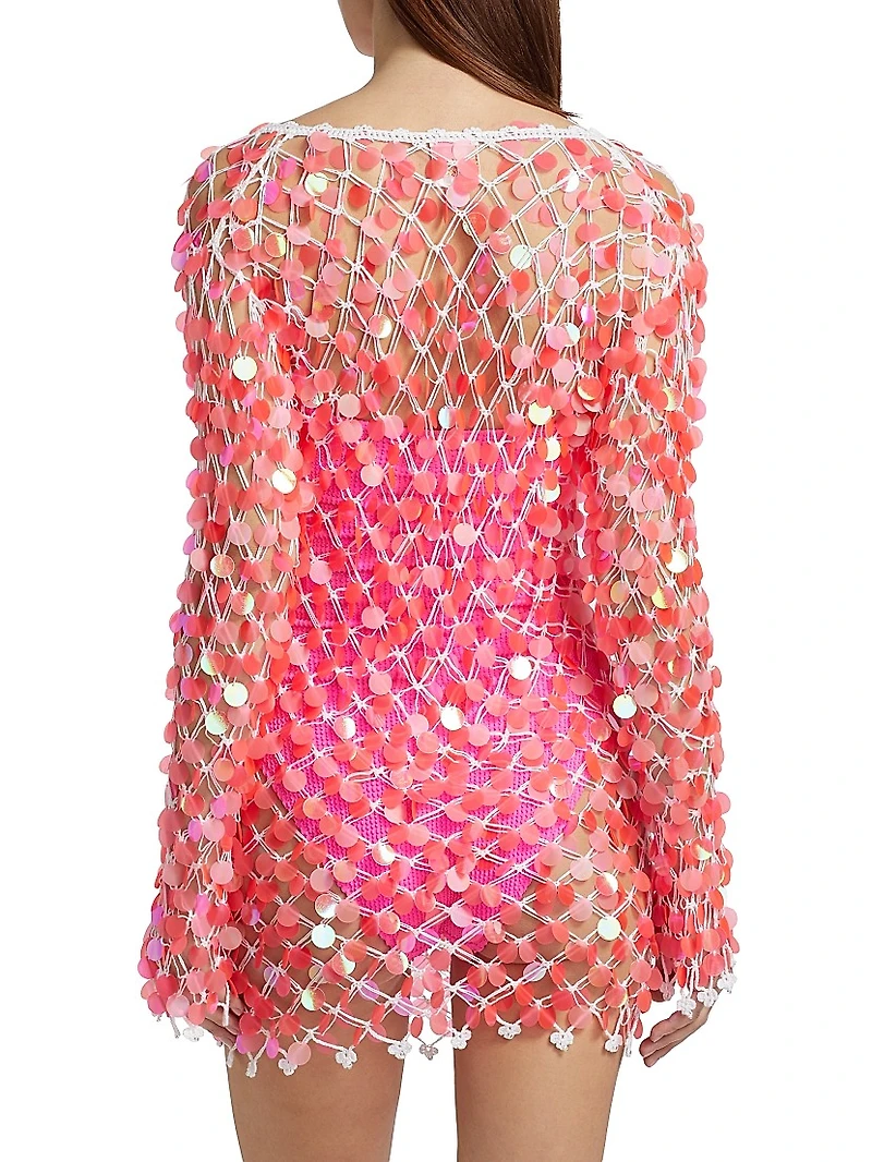 Sequin Crochet Pullover Minidress