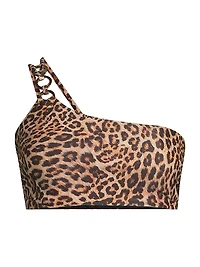 Niki Leopard-Print One-Shoulder Bikini Top