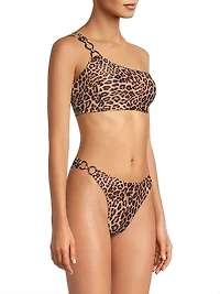 Niki Leopard-Print One-Shoulder Bikini Top