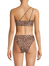 Niki Leopard-Print One-Shoulder Bikini Top