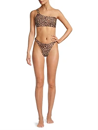Niki Leopard-Print One-Shoulder Bikini Top