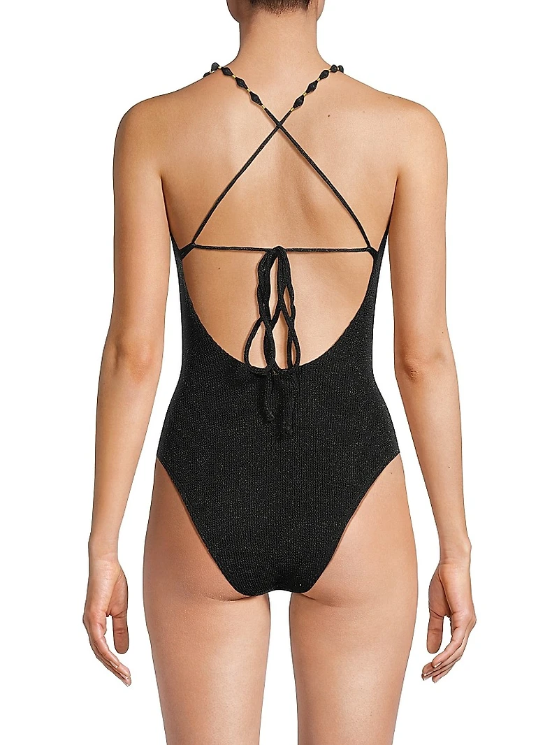 Cannes Beaded Strap One-Piece Swimsuit