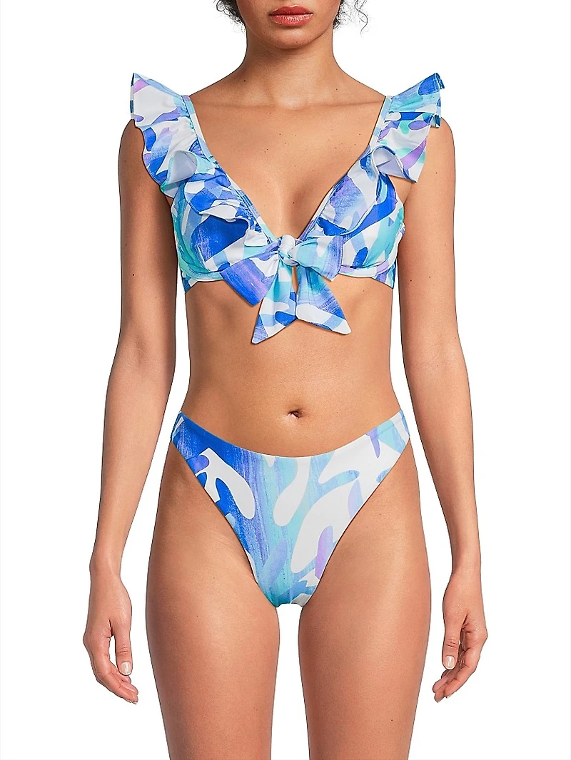 Italian Under The Sea Ruffled Bikini Top