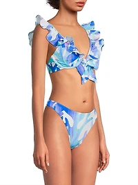 Italian Under The Sea Ruffled Bikini Top