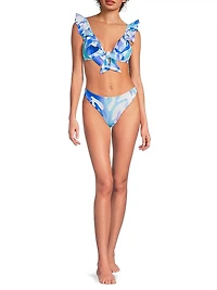 Italian Under The Sea Ruffled Bikini Top