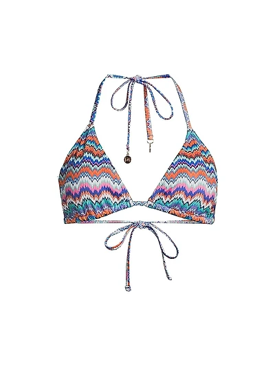 Barcelona Metallic Chevron Triangle Bikini Top