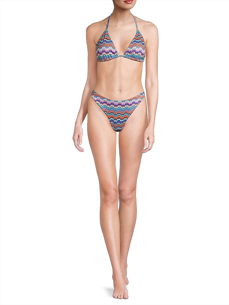 Barcelona Metallic Chevron Triangle Bikini Top