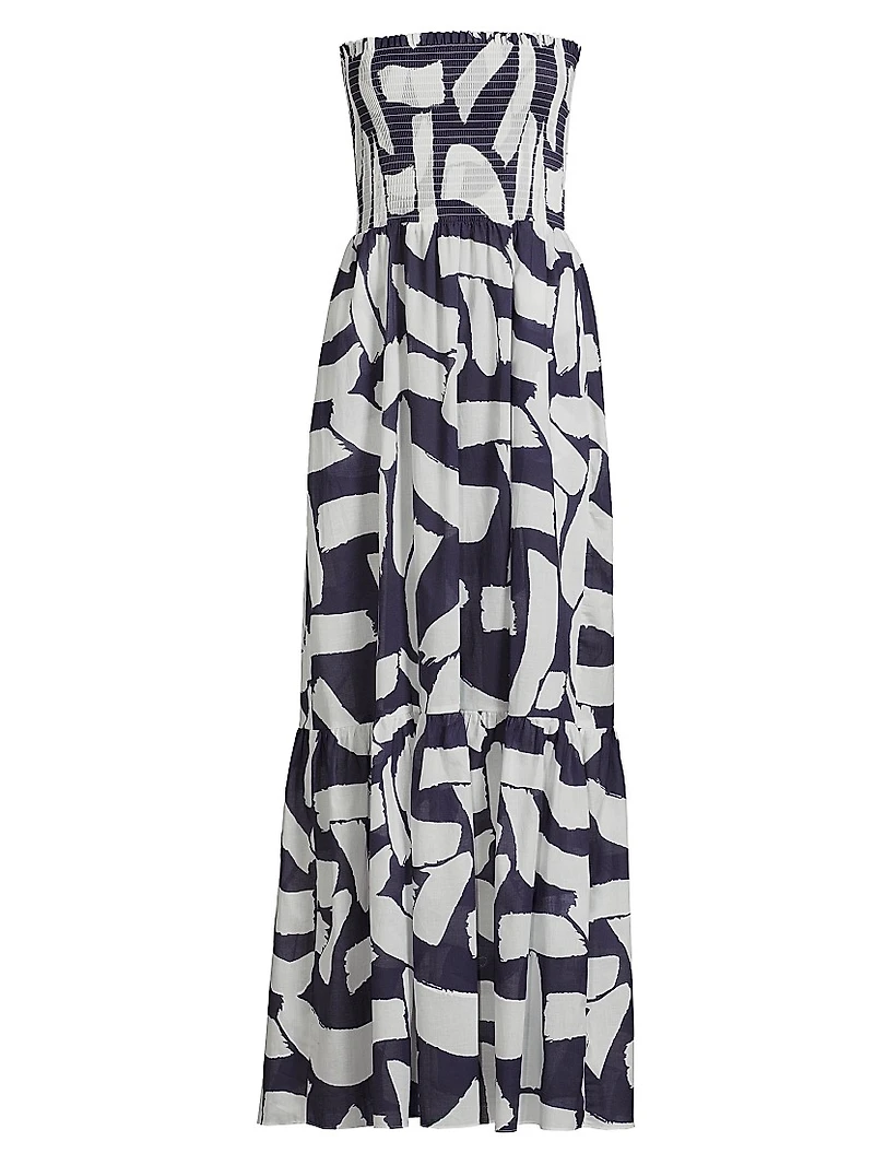 Olen Graphic Brushstroke Cotton Voile Dress